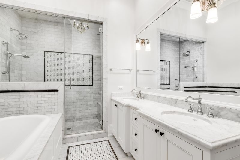 Marble Tile Accents in a Walk-in Shower